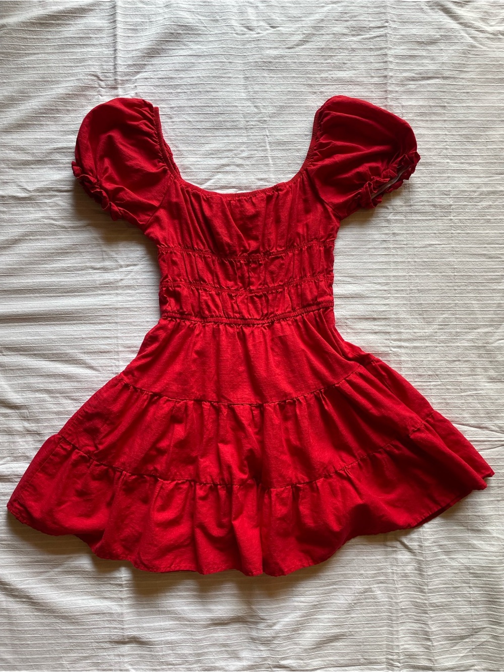 Red Tiered Ruffled Mini Dress - Picture 2 of 3